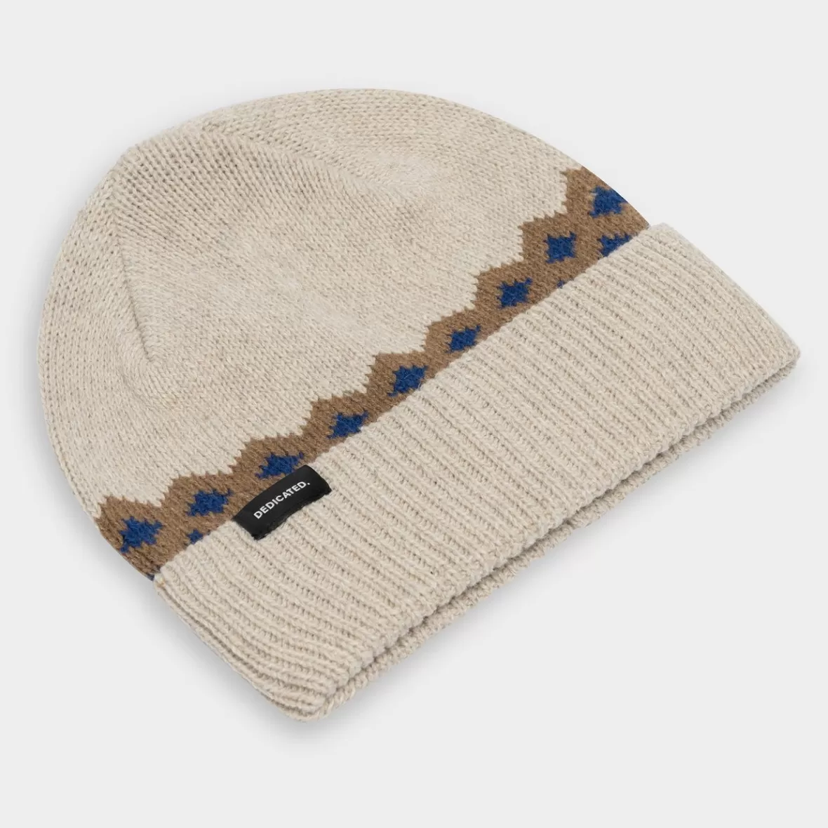 Beanies | DEDICATED Beanie Hemavan Wool Fair Isle Pearl White