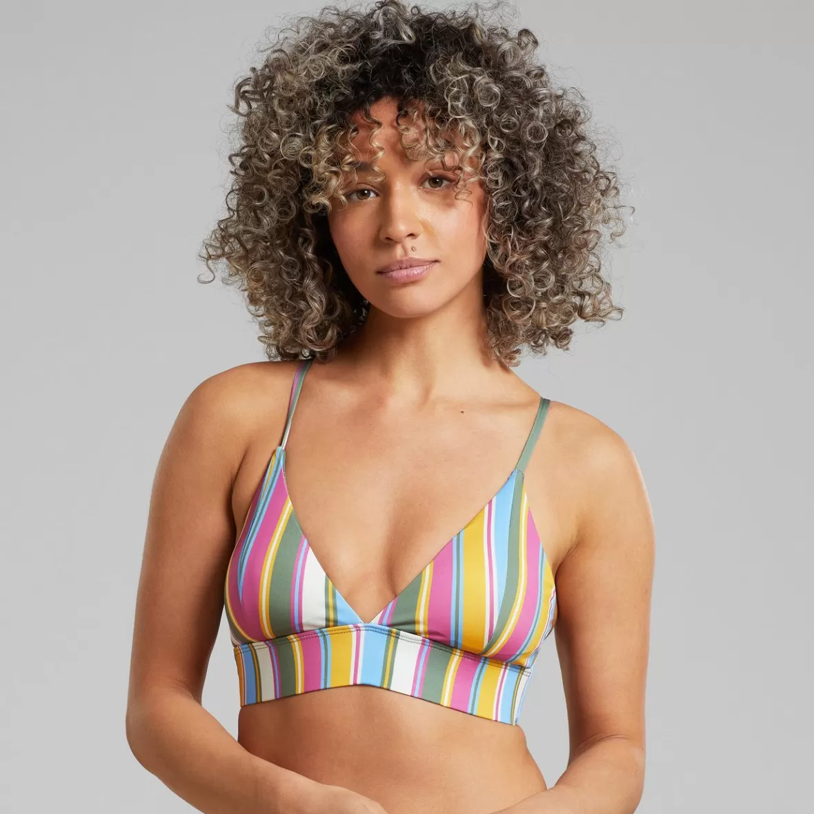 Swimwear | DEDICATED Bikini Top Alva Club Stripe Multi Color