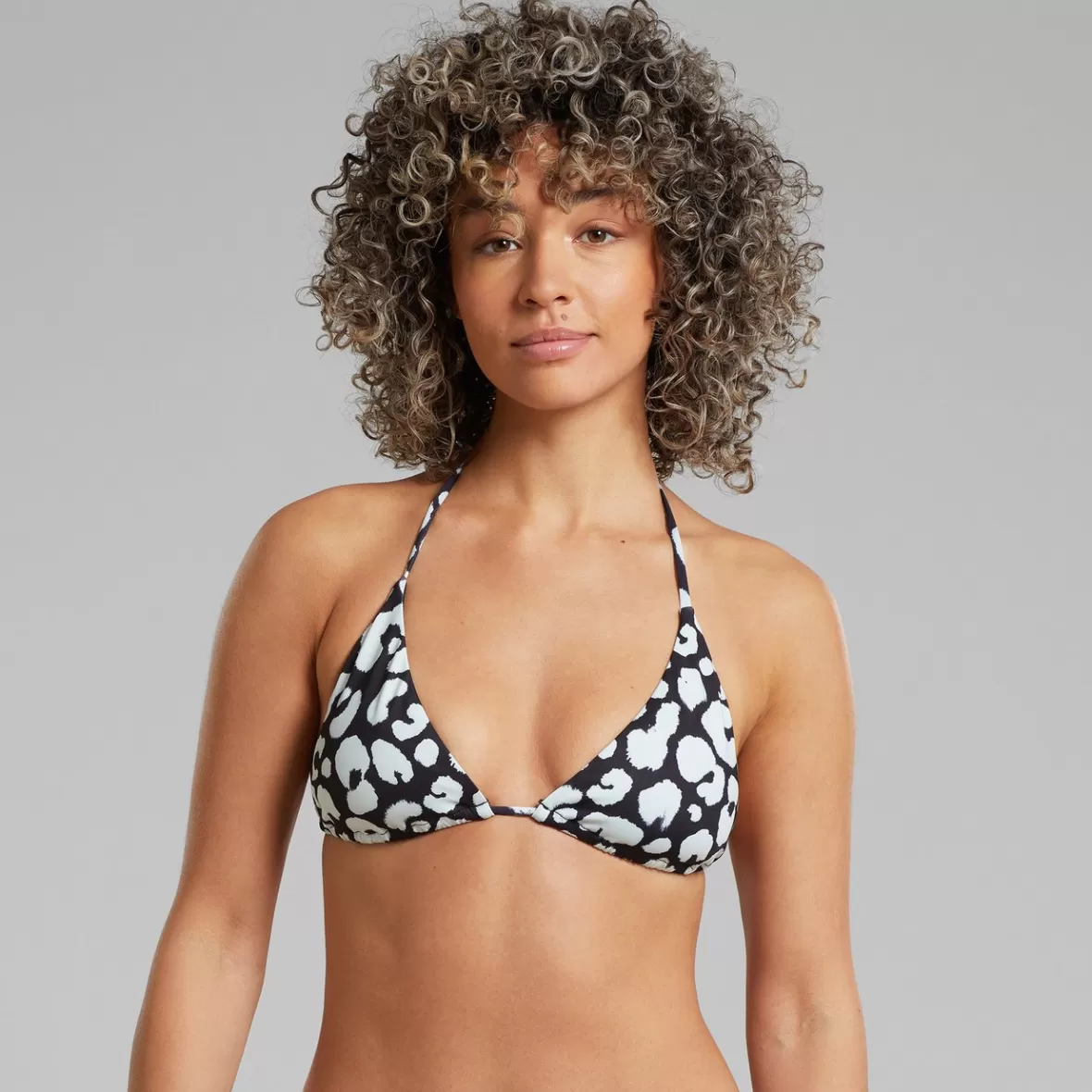 Swimwear | DEDICATED Bikini Top Yxlan Painted Leopard Black