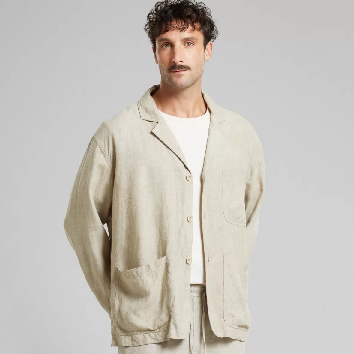 Jackets | DEDICATED Blazer Hornstull Linen Ecru