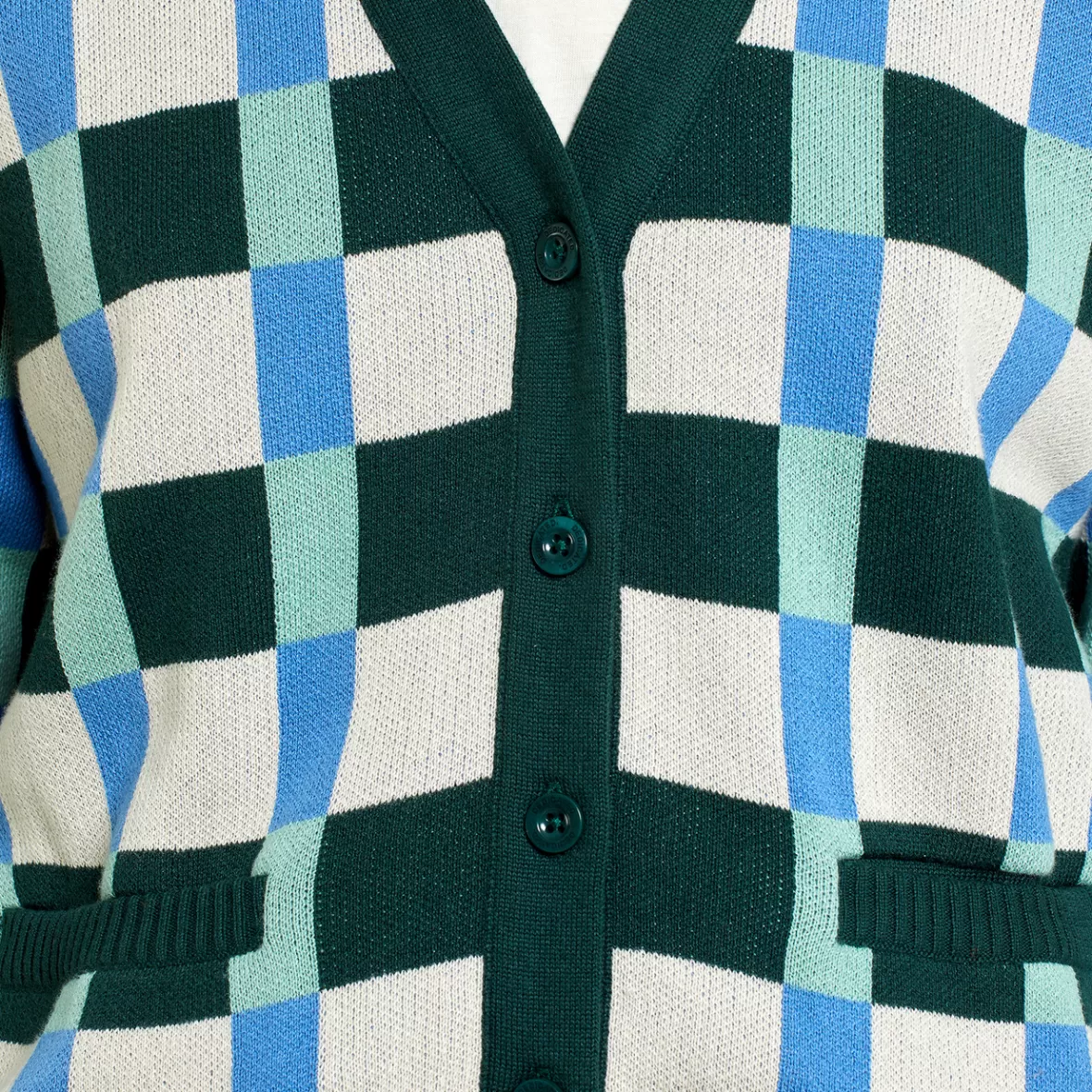 Knitwear | DEDICATED Cardigan Iggesund Retro Check Dark Green