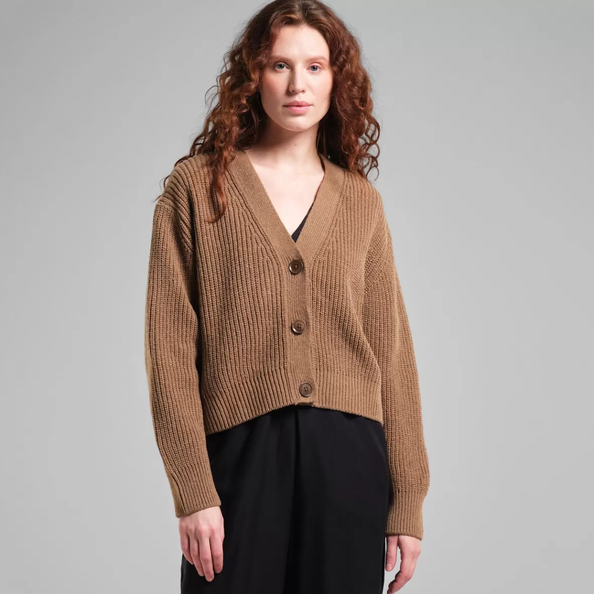 Knitwear | DEDICATED Cardigan Kanan Camel Brown