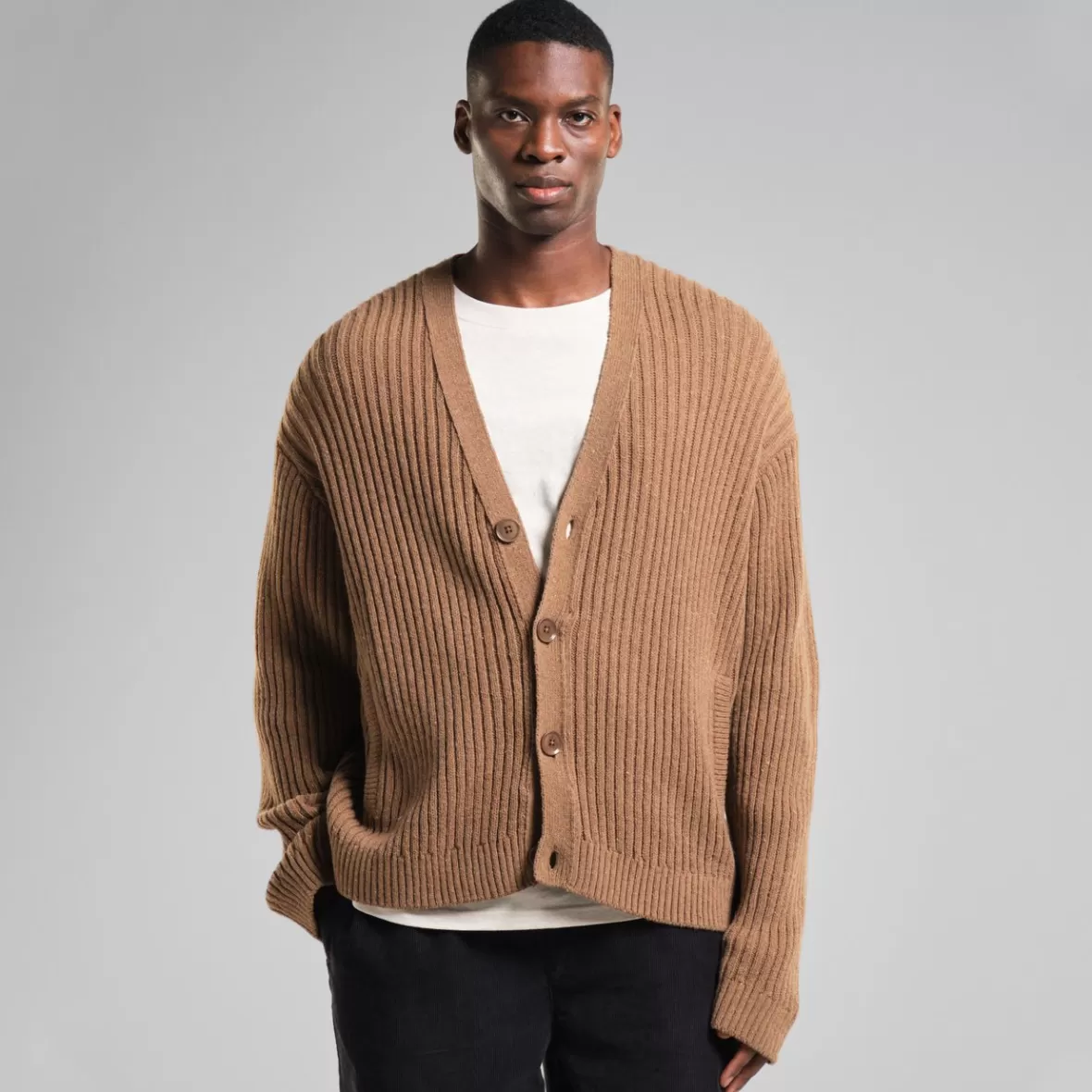 Knitwear | DEDICATED Cardigan Mavas Camel Brown