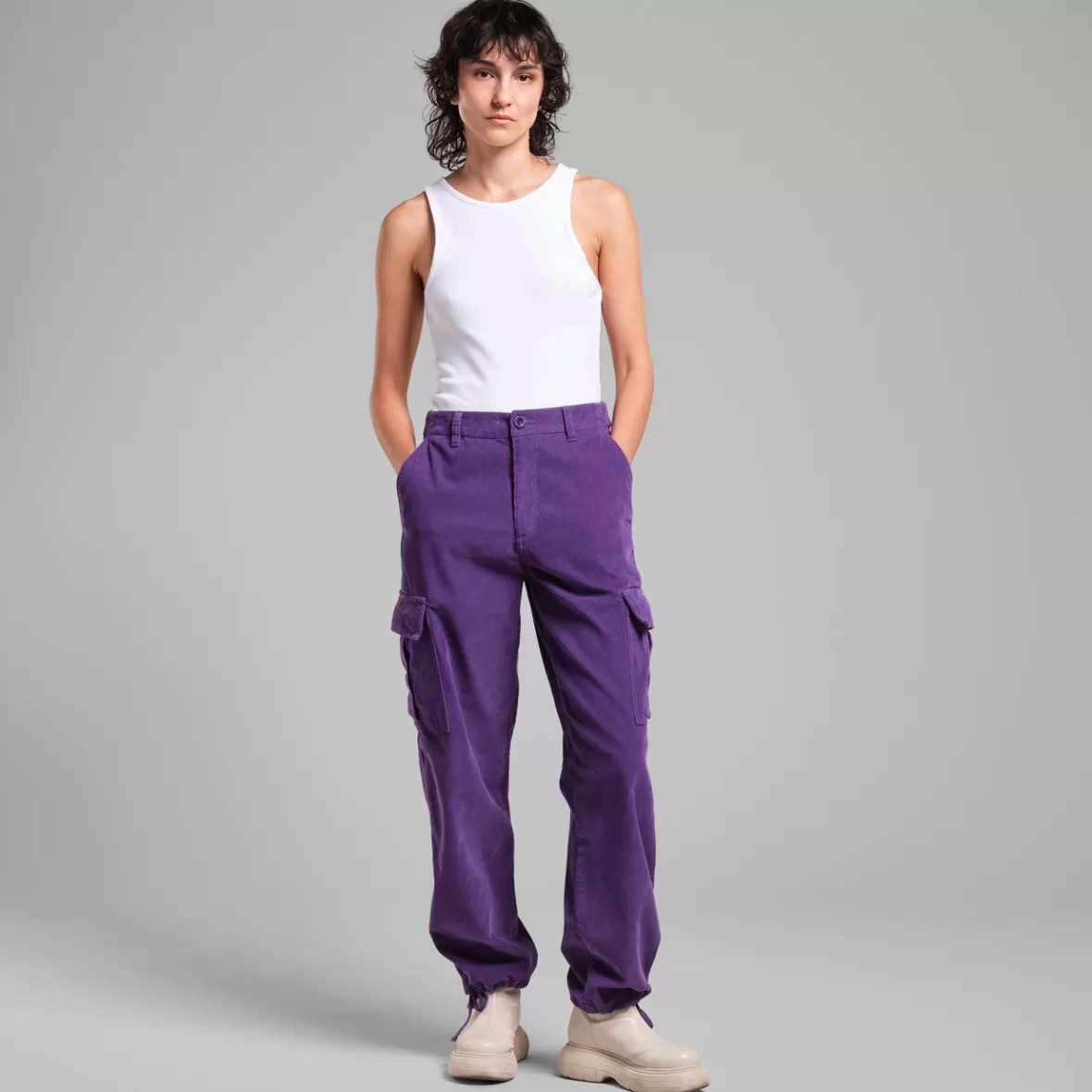 Pants | DEDICATED Cargo Pants Bagarmossen Corduroy Picasso Purple