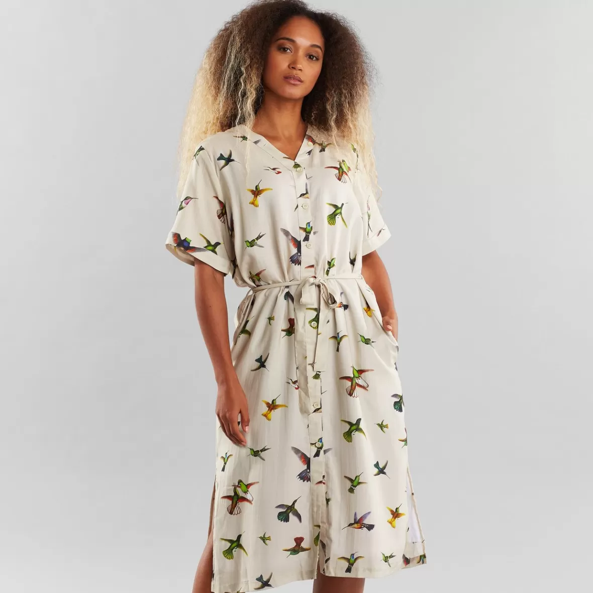 Dresses | DEDICATED Dress Bornholm Floral Hummingbirds Multi Color