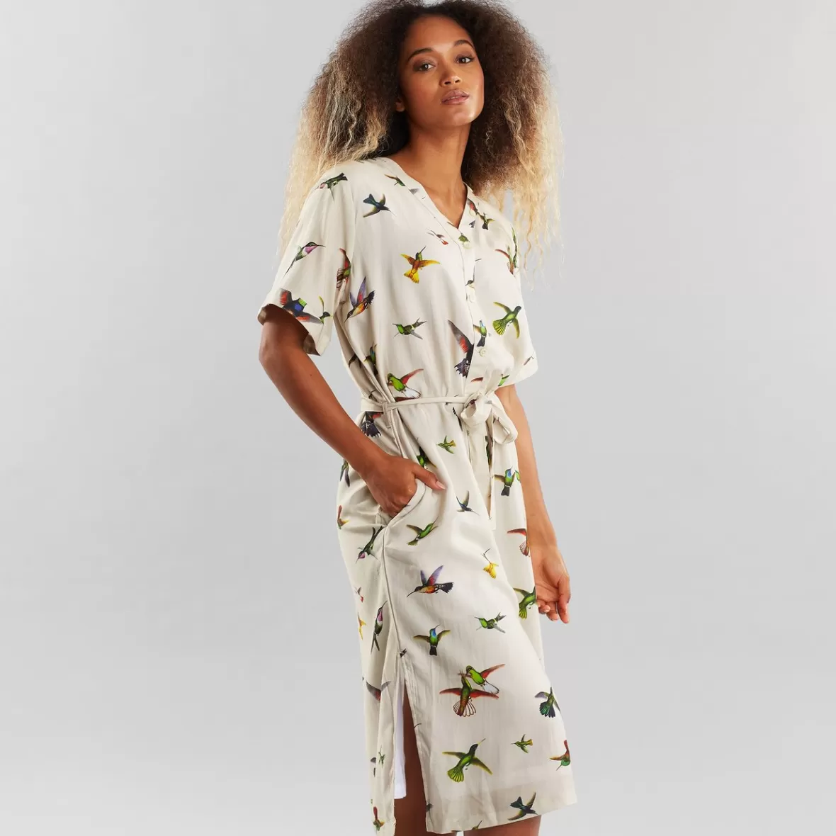 Dresses | DEDICATED Dress Bornholm Floral Hummingbirds Multi Color