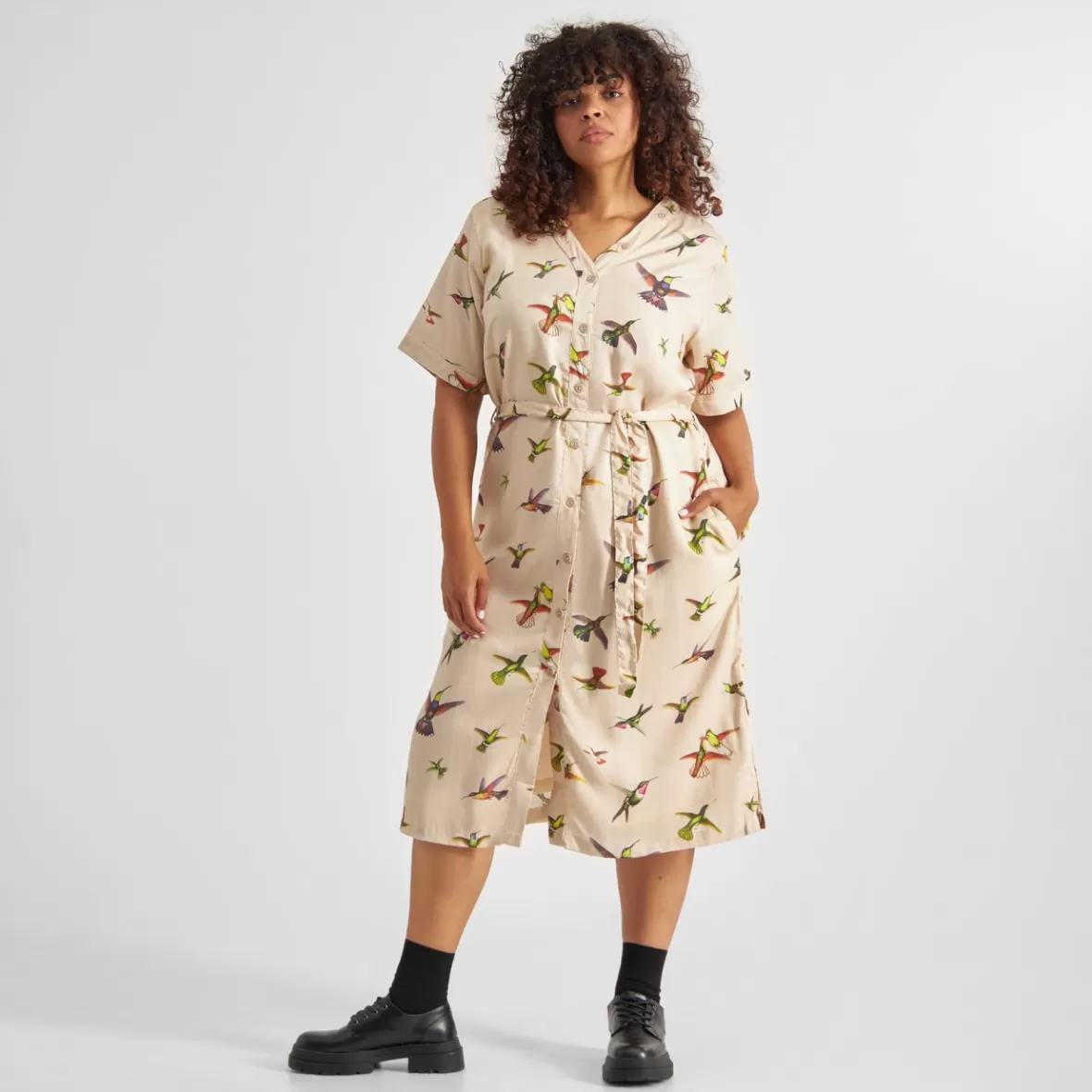 Dresses | DEDICATED Dress Bornholm Floral Hummingbirds Multi Color