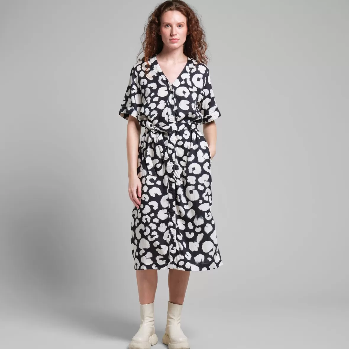 Dresses | DEDICATED Dress Kallvik Painted Leopard Black