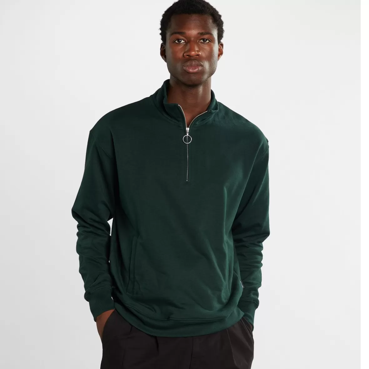 Sweats | DEDICATED Halfzip Sweatshirt Storuman Base Dark Green