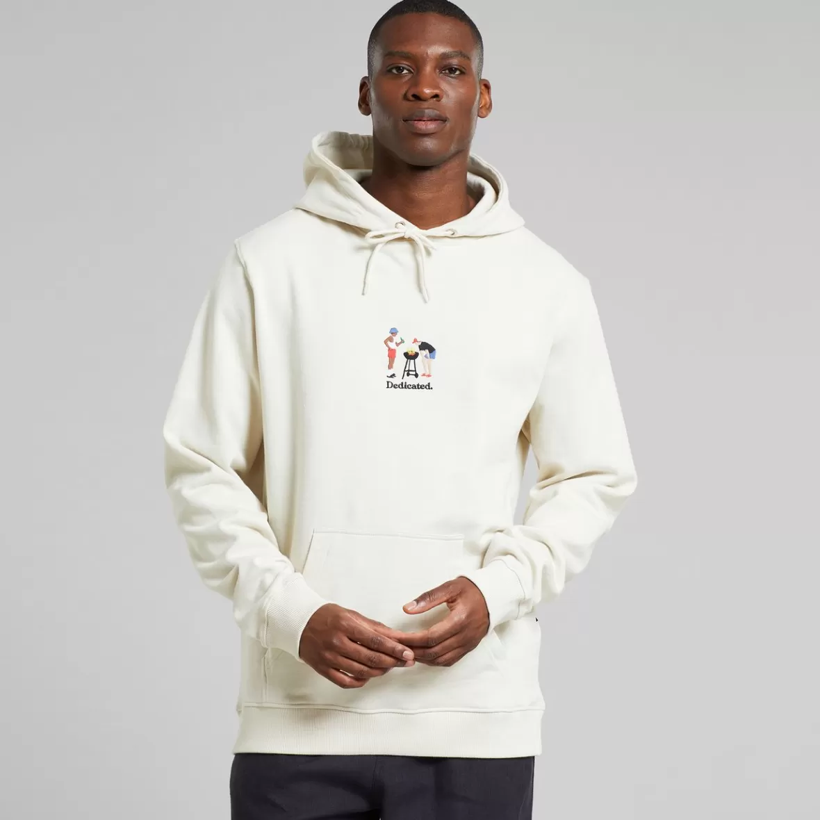 Sweats | DEDICATED Hoodie Falun BBQ Emb Oat White