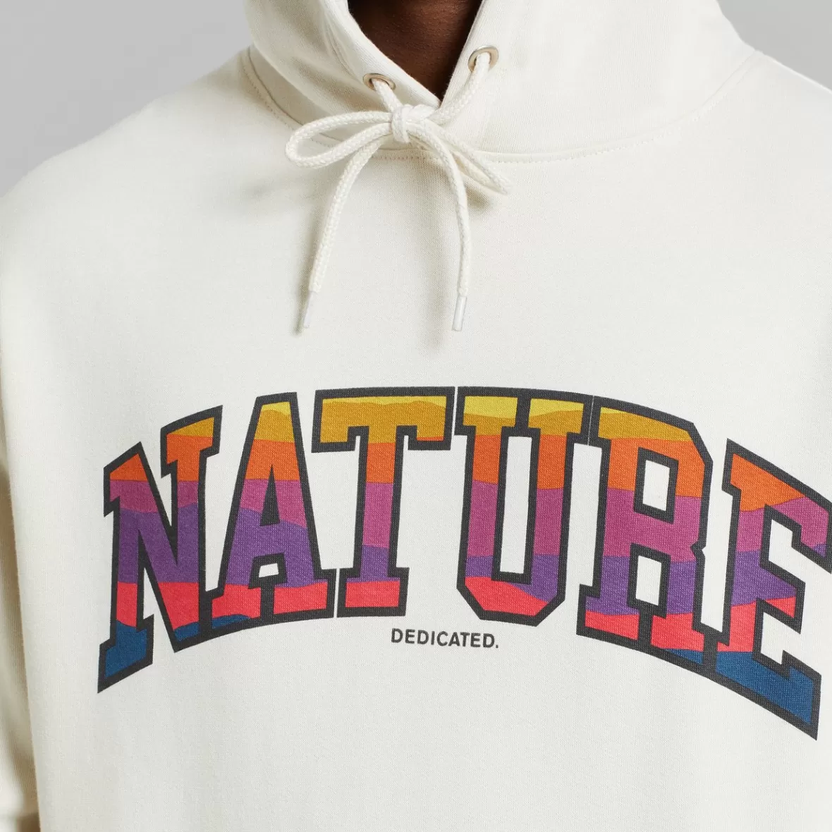 Sweats | DEDICATED Hoodie Falun Nature Sunset Oat White