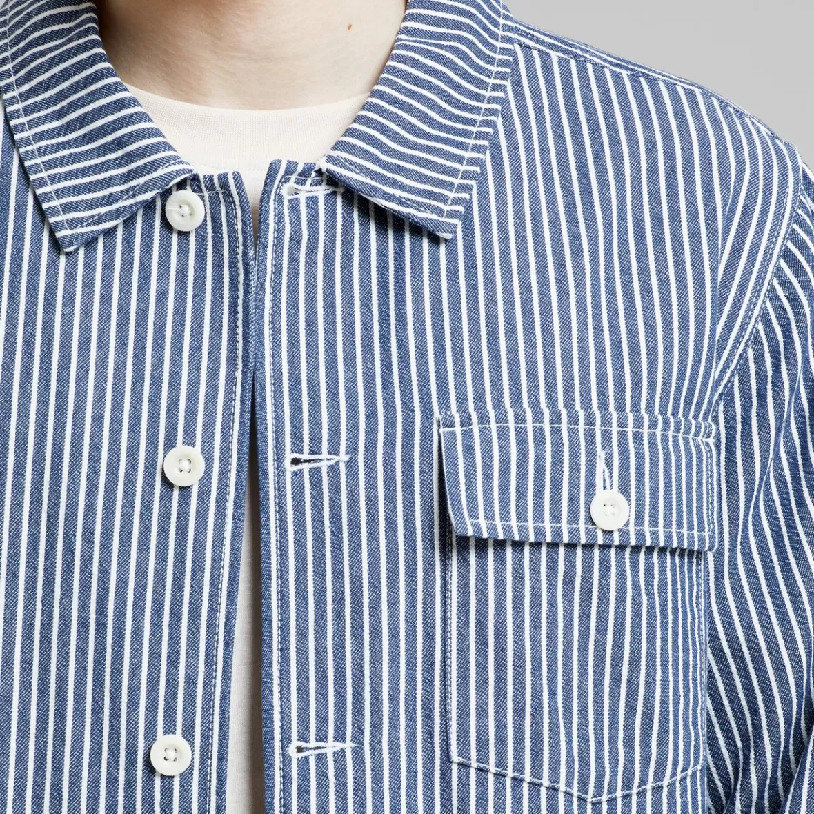 Jackets | DEDICATED Jacket Kangos Work Stripe Blue