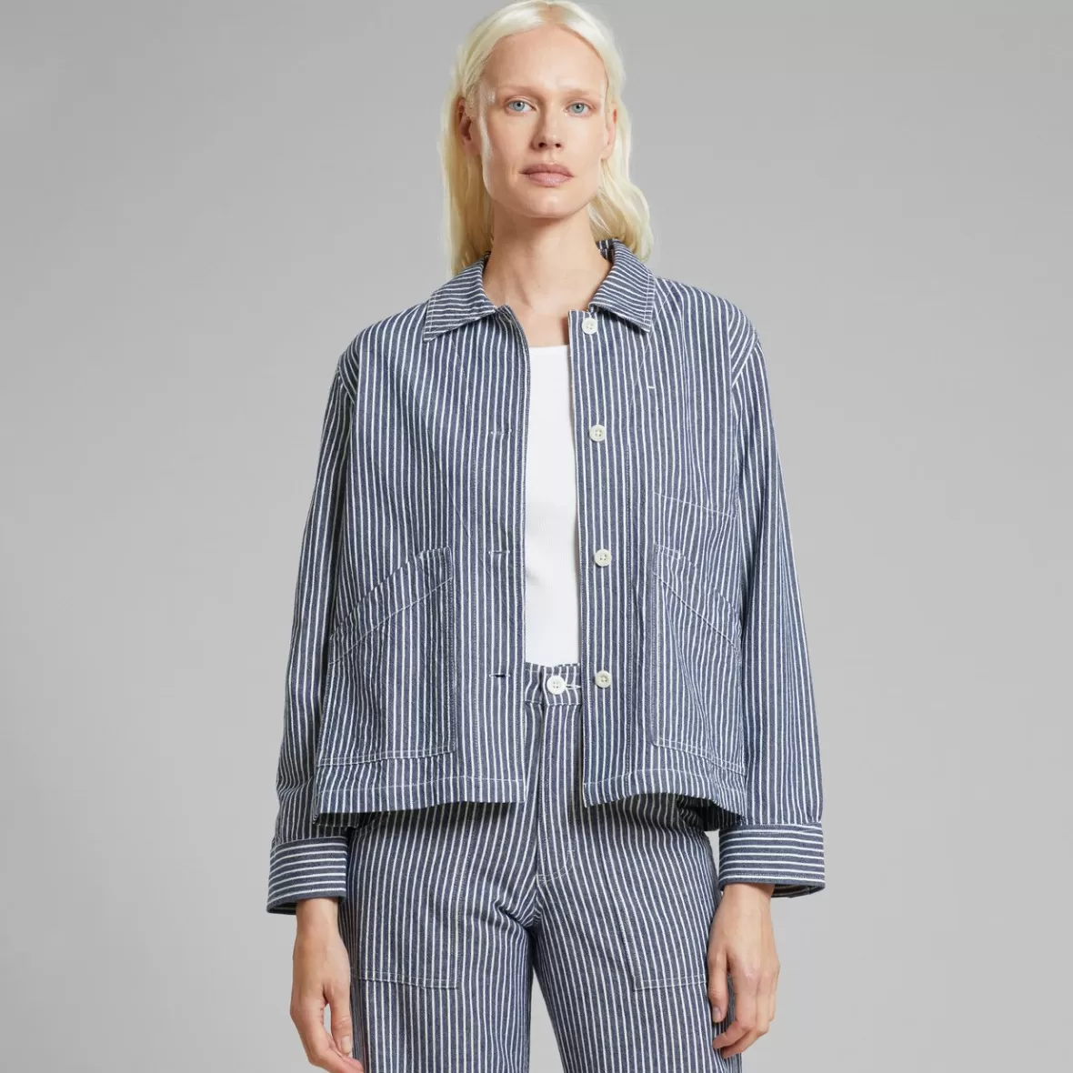 Jackets | DEDICATED Jacket Stiby Work Stripe Blue