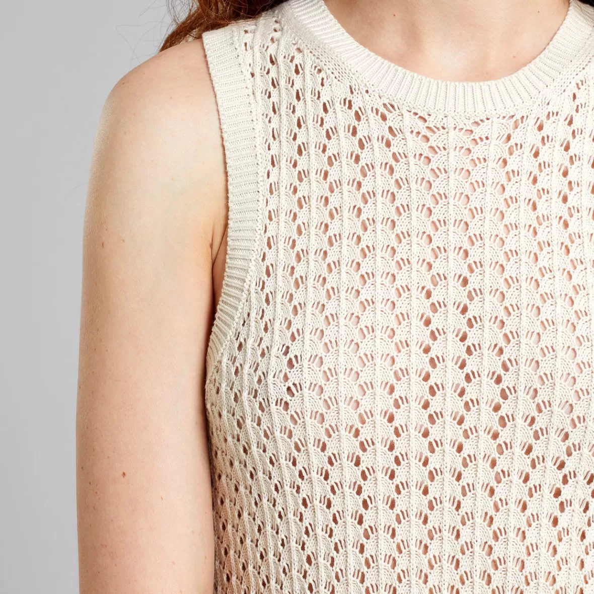 Knitwear | Dresses | DEDICATED Knitted Dress Kramfors Crochet Vanilla White