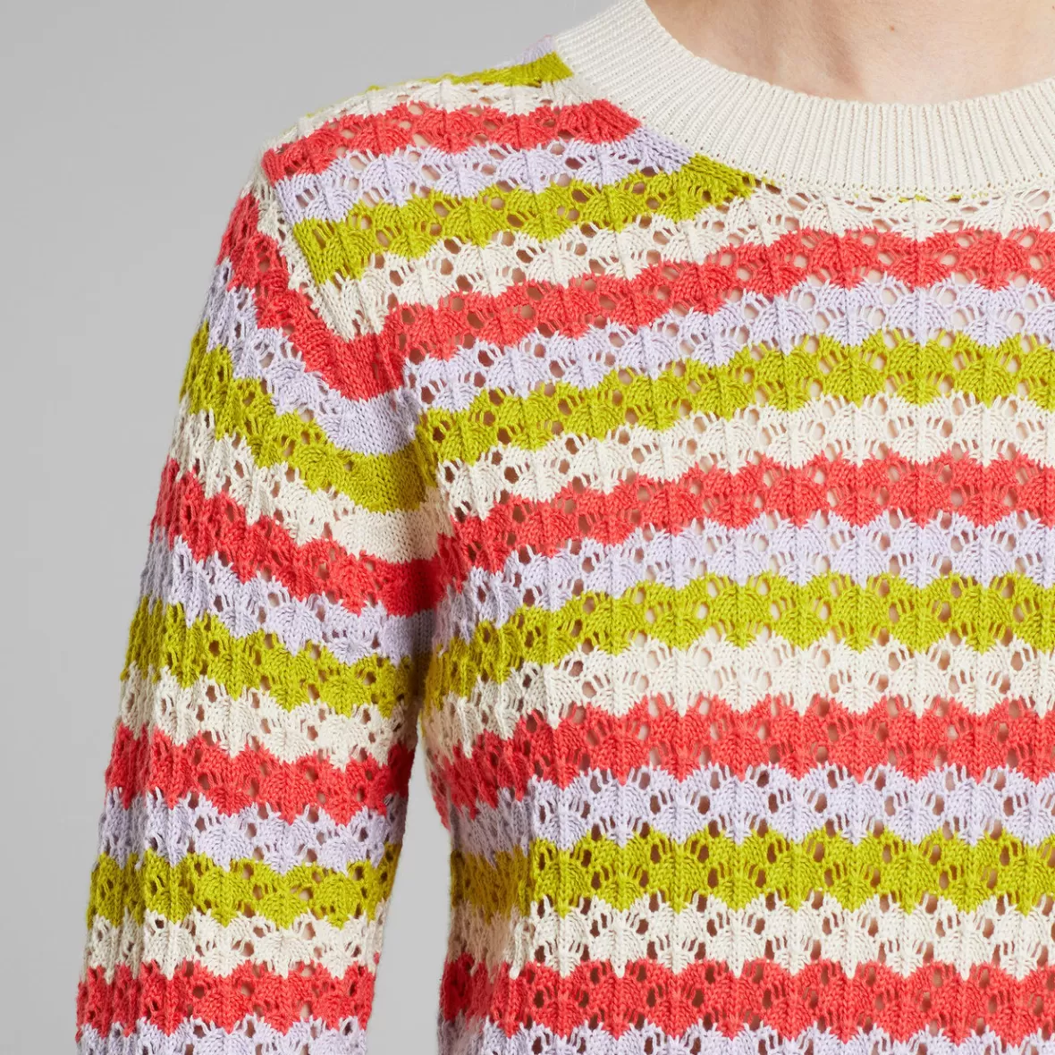 T-Shirts | Knitwear | DEDICATED Knitted T-shirt Flen Crochet Stripe Multi Color