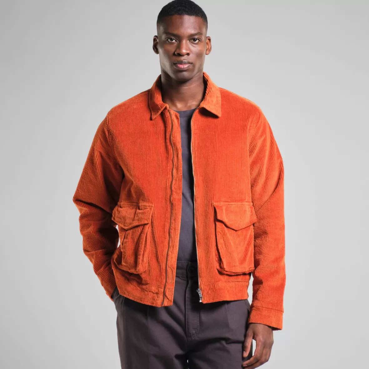 Jackets | DEDICATED Padded Jacket Vallentuna Corduroy Cinnamon Orange