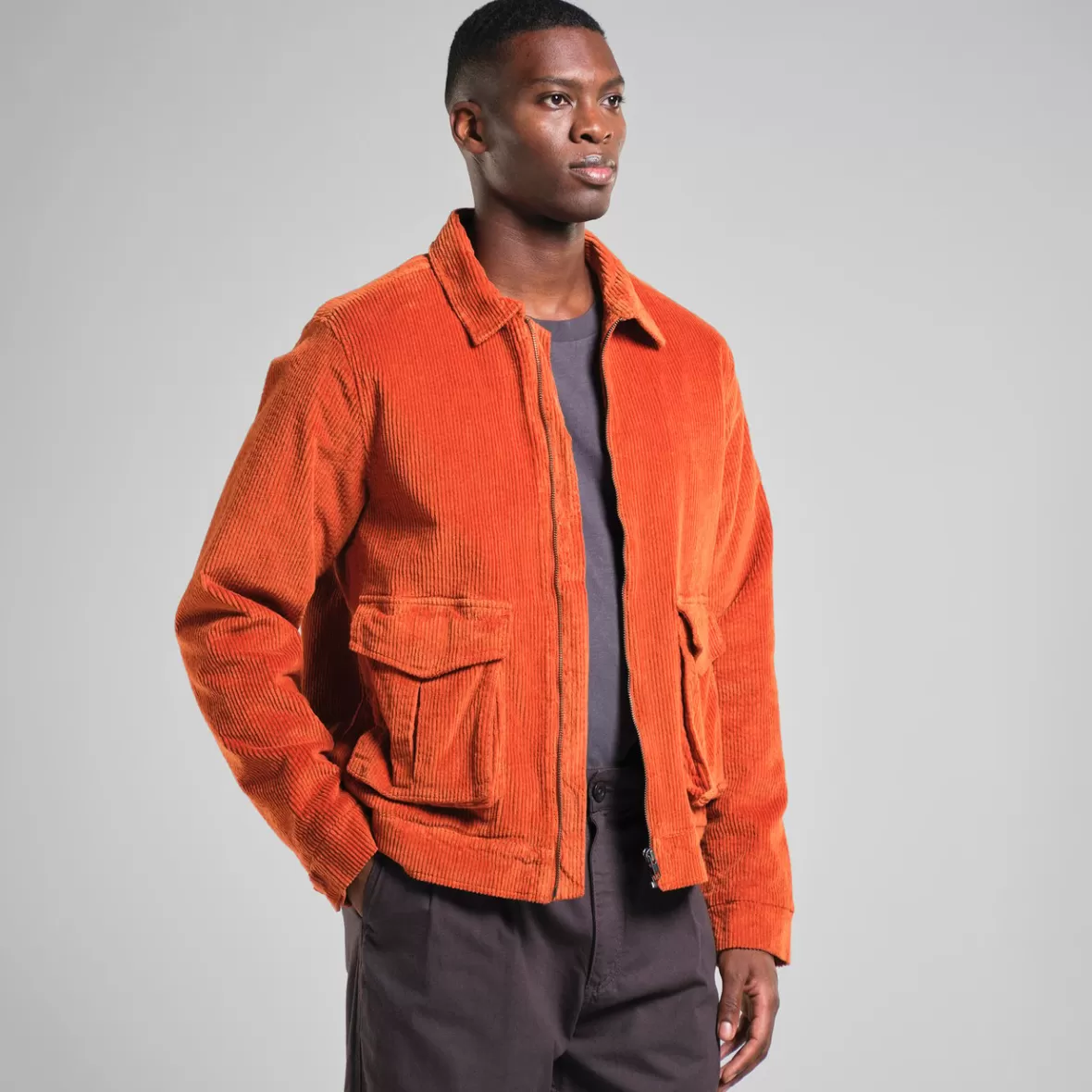 Jackets | DEDICATED Padded Jacket Vallentuna Corduroy Cinnamon Orange