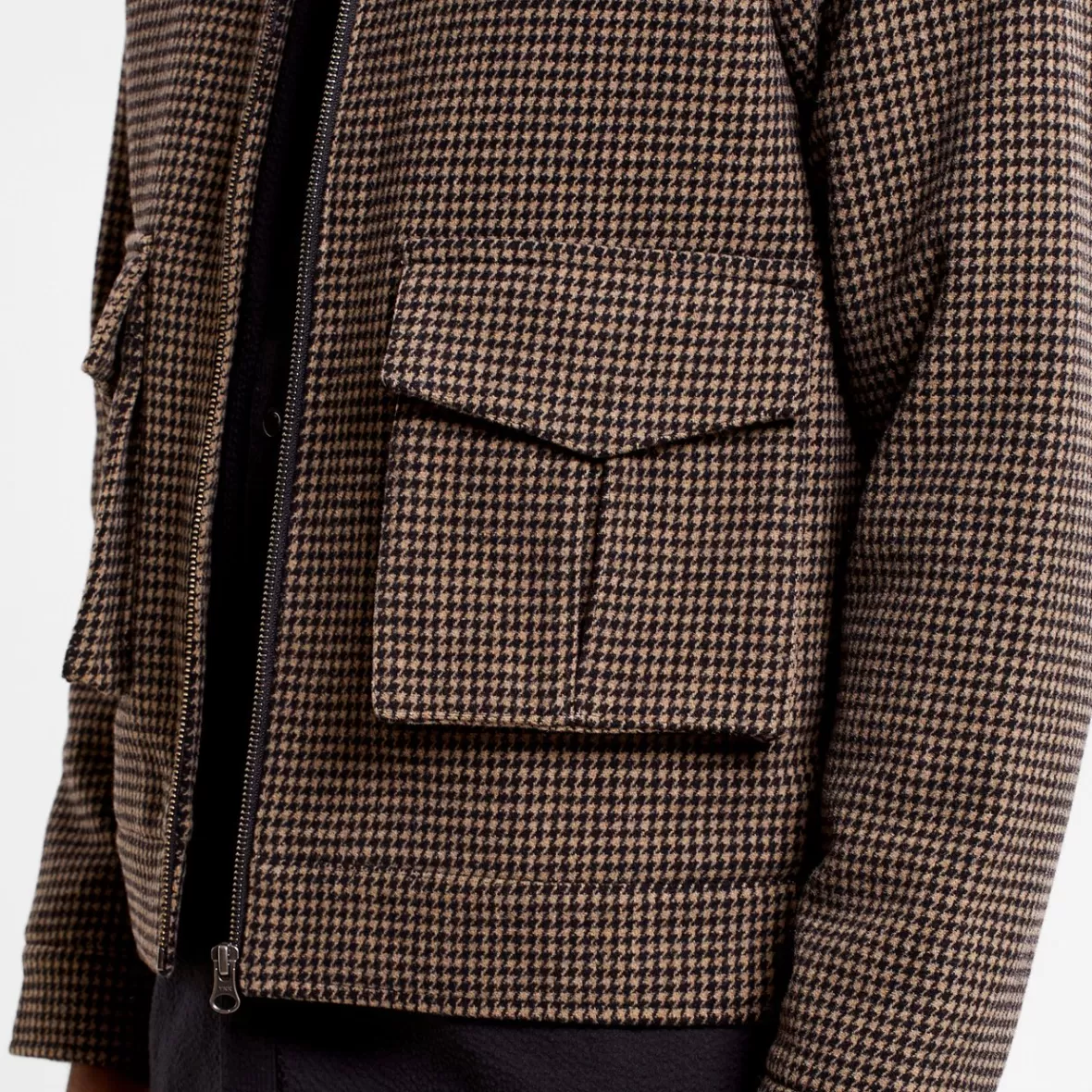 Jackets | DEDICATED Padded Wool Jacket Vallentuna Pepita Brown