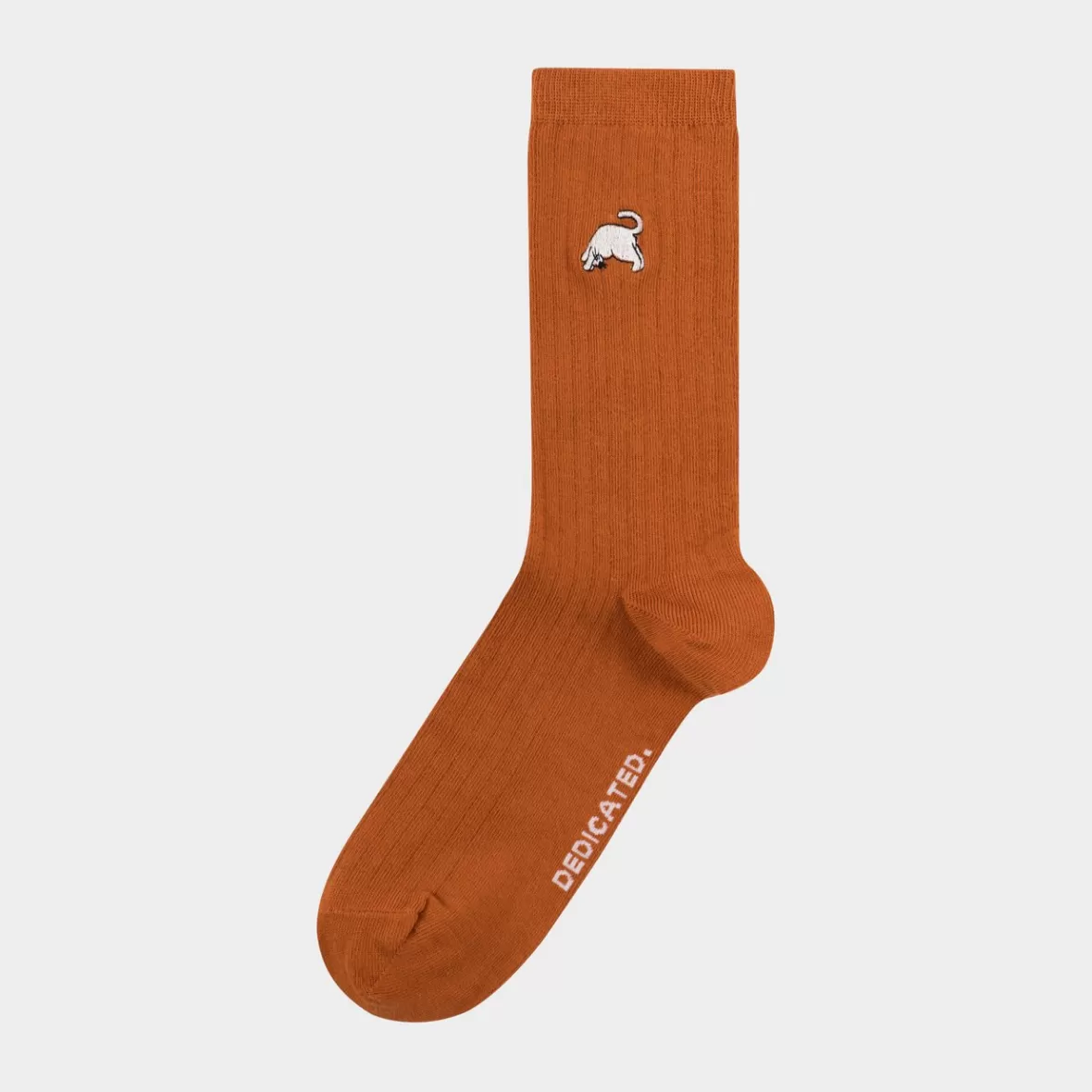 Socks | Socks | DEDICATED Rib Socks Knivsta Dog Pose Cinnamon Orange