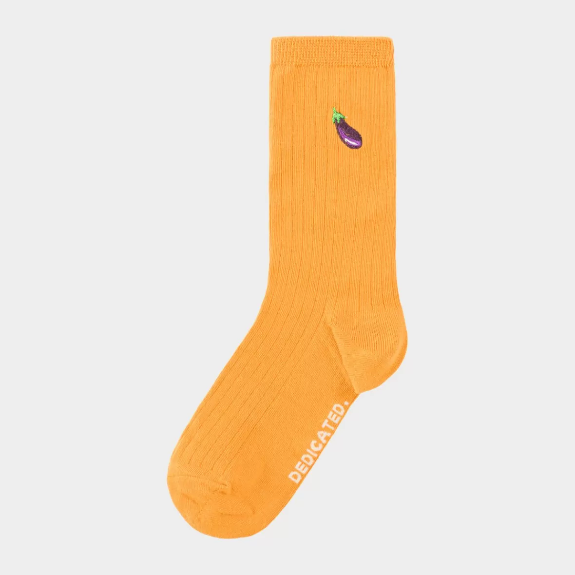 Socks | Socks | DEDICATED Rib Socks Knivsta Eggplant Nugget Orange