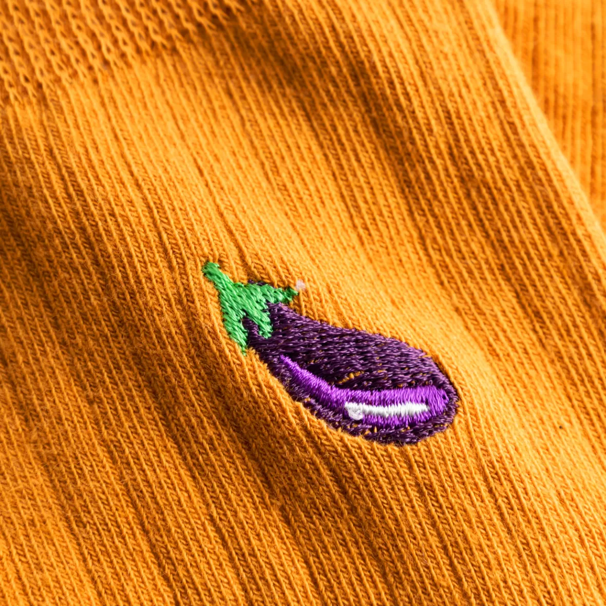 Socks | Socks | DEDICATED Rib Socks Knivsta Eggplant Nugget Orange