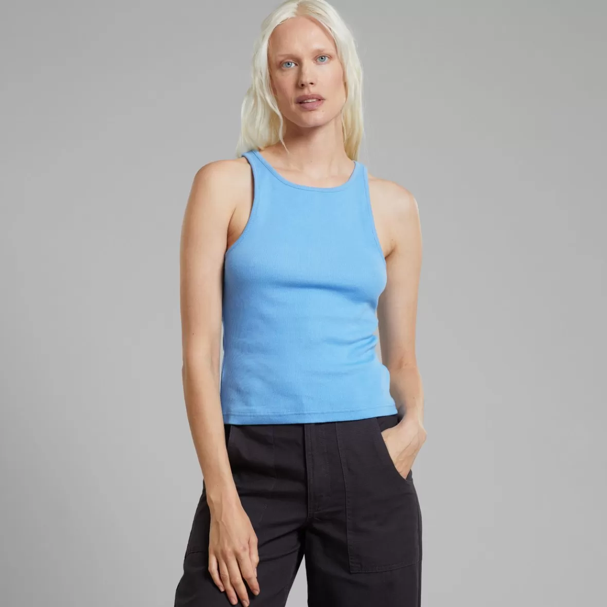 Tops | DEDICATED Rib Top Valdermarsvik Della Blue