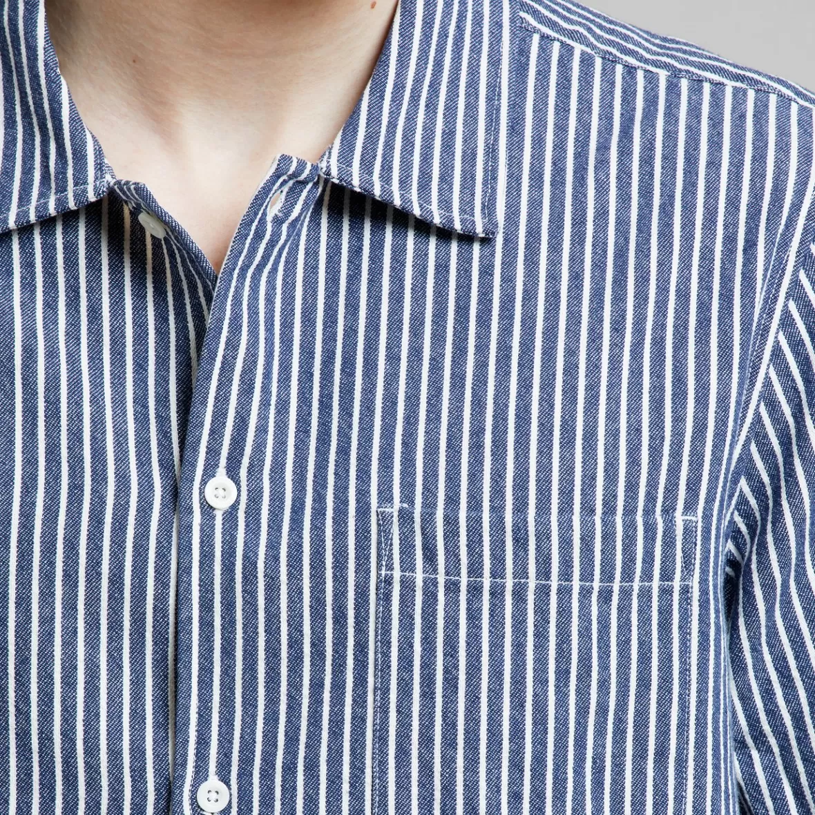 Shirts | DEDICATED Shirt Brantevik Work Stripe Blue