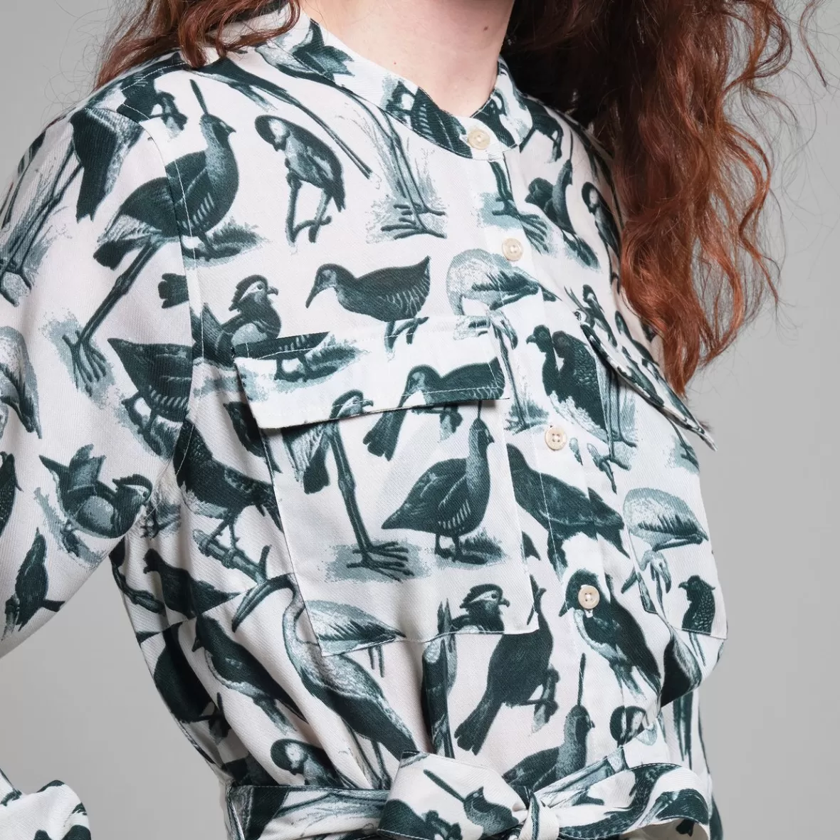 Dresses | DEDICATED Shirt Dress Falsterbo Birds Green