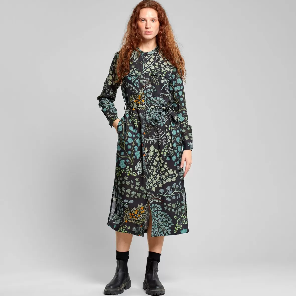 Dresses | DEDICATED Shirt Dress Falsterbo Botanical Quilt Black