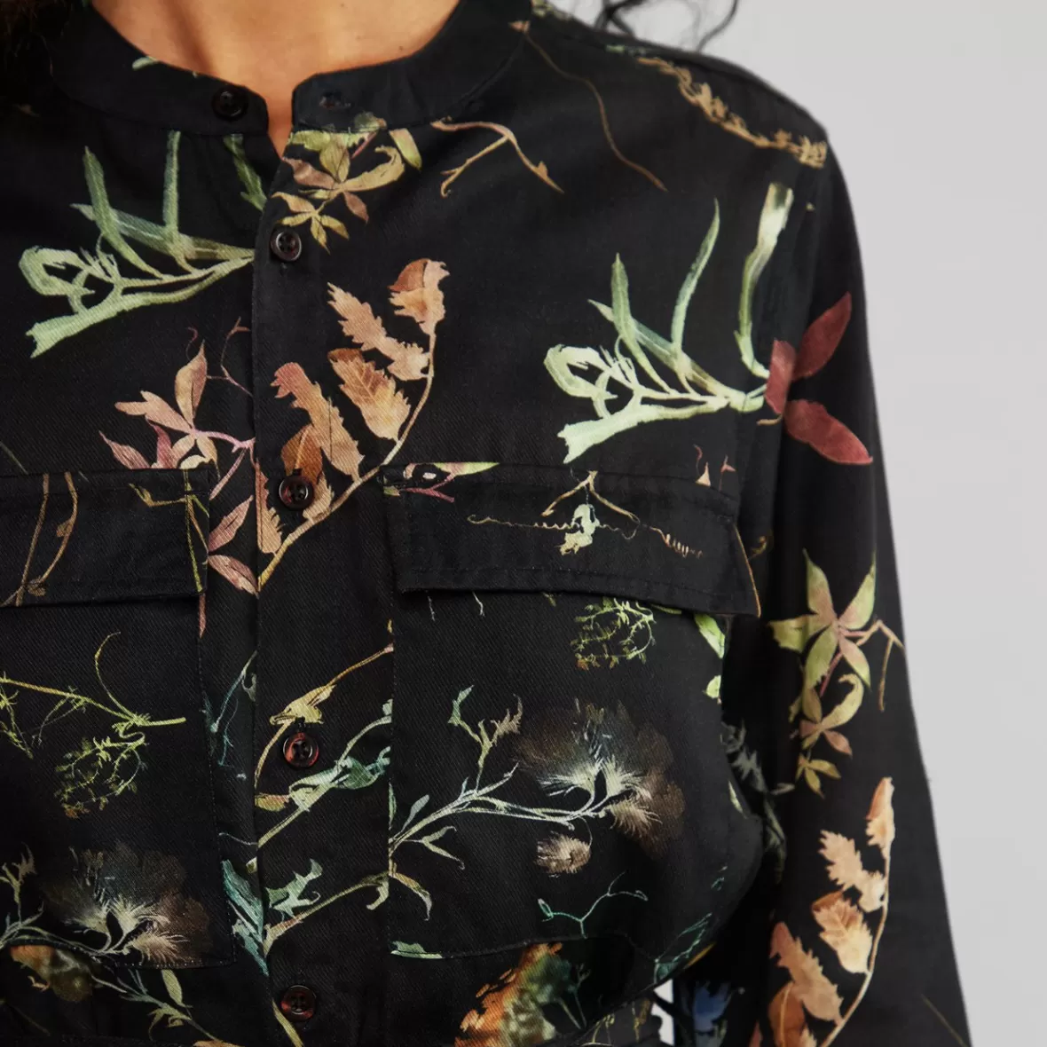 Dresses | DEDICATED Shirt Dress Falsterbo Night Florals Black