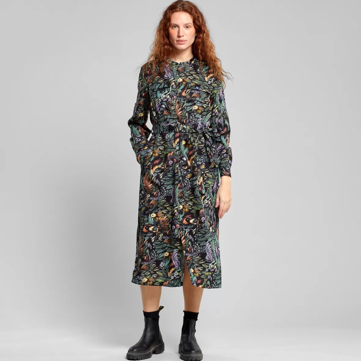 Dresses | DEDICATED Shirt Dress Falsterbo The Birds Black