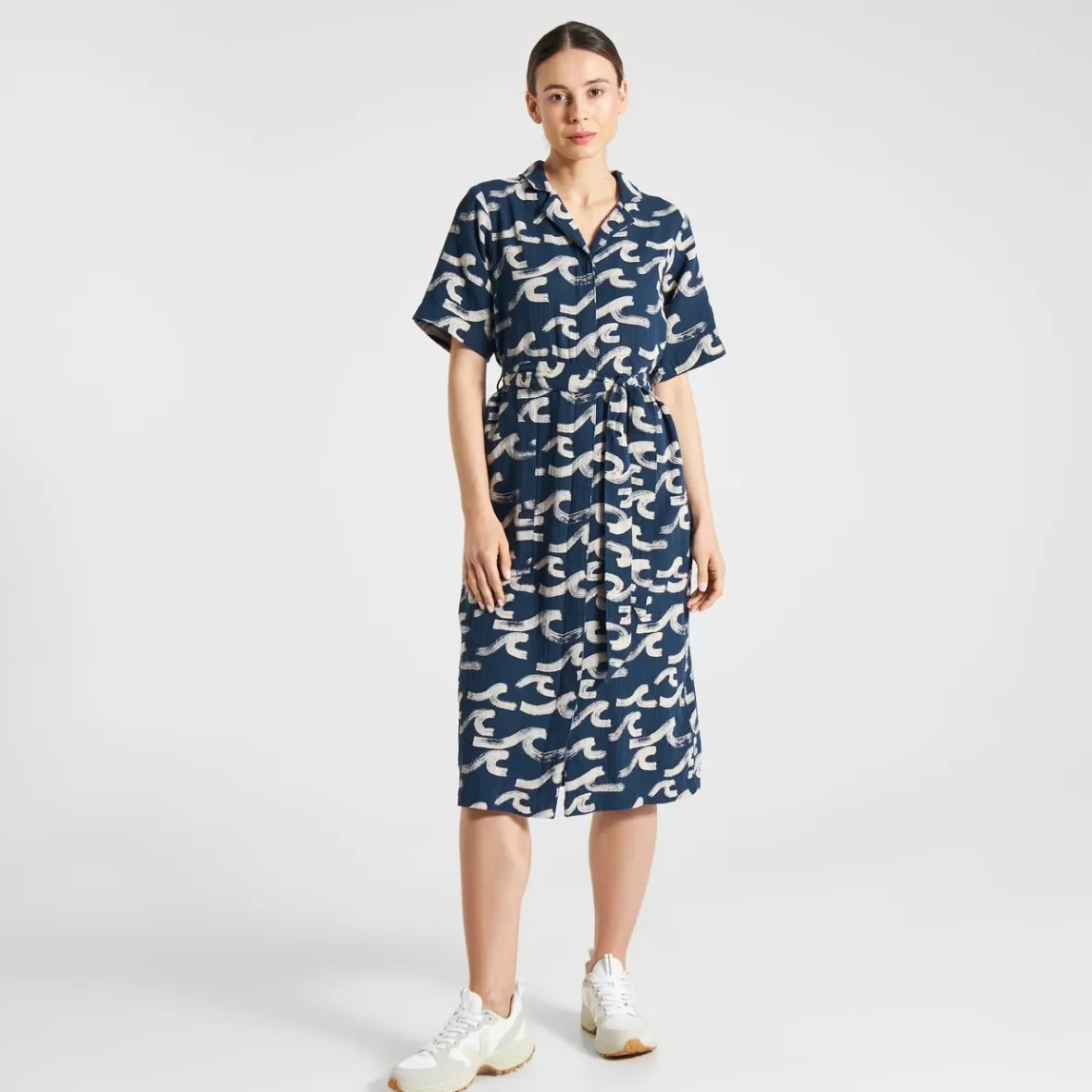 Dresses | DEDICATED Shirt Dress Orrefors Brushed Waves Navy