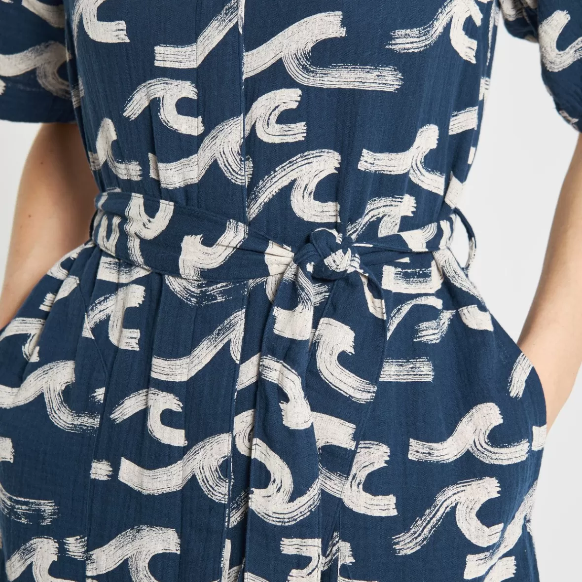 Dresses | DEDICATED Shirt Dress Orrefors Brushed Waves Navy