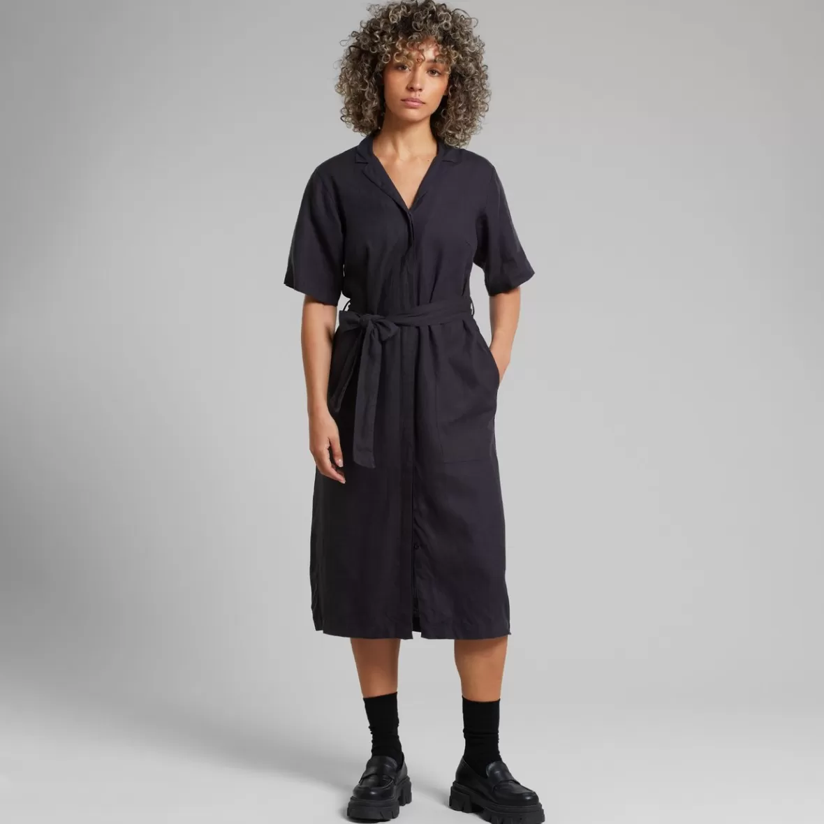 Dresses | DEDICATED Shirt Dress Orrefors Linen Phantom Black