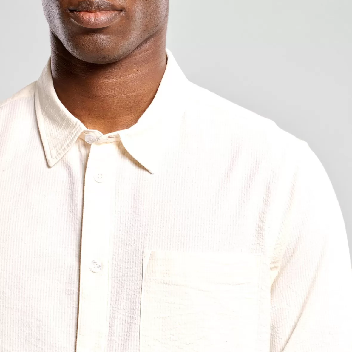 Basics | Shirts | DEDICATED Shirt Rute Seersucker Off-White