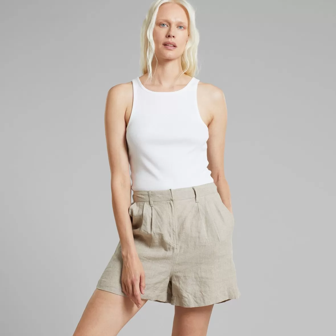 Shorts | DEDICATED Shorts Djupvik Linen Ecru