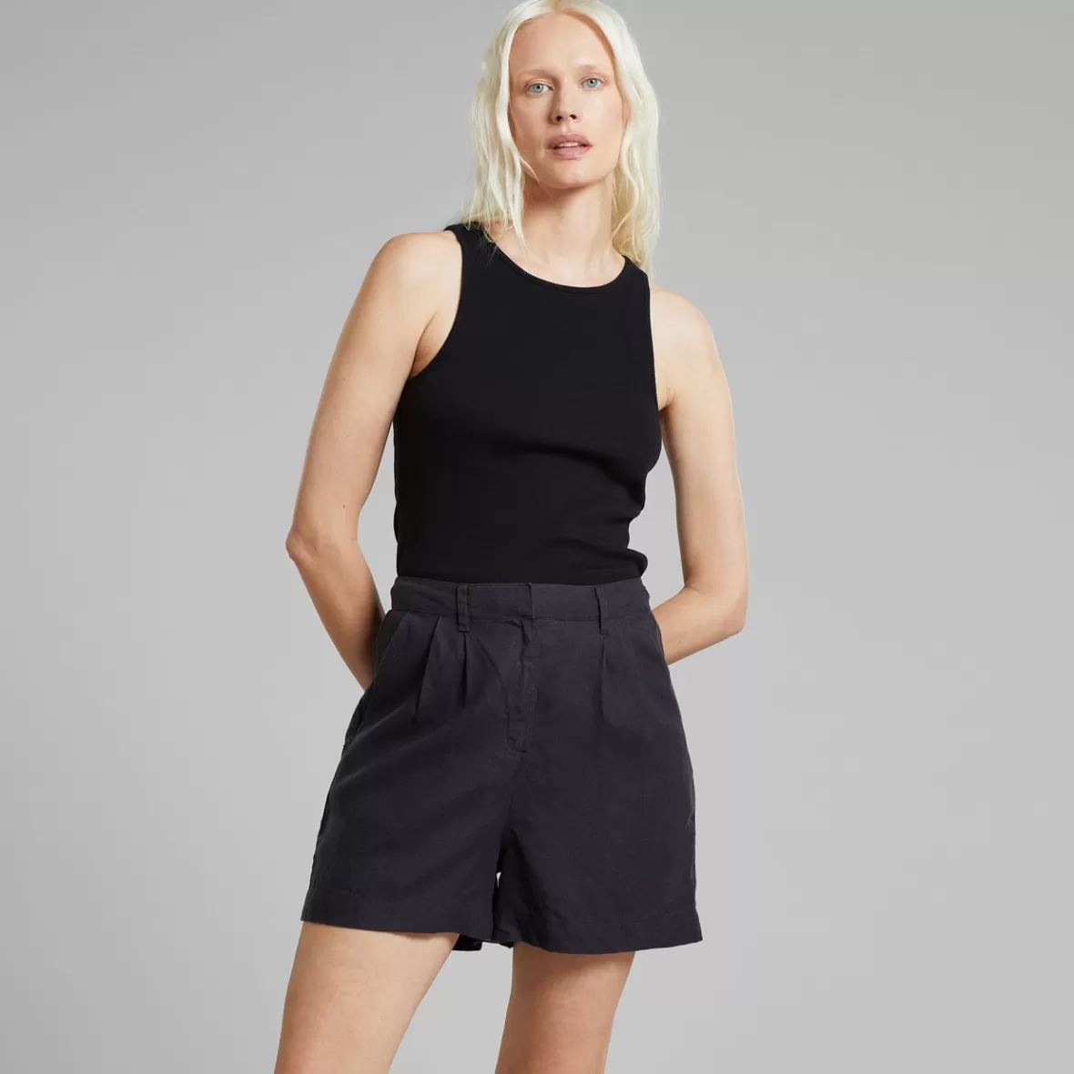 Shorts | DEDICATED Shorts Djupvik Linen Phantom Black