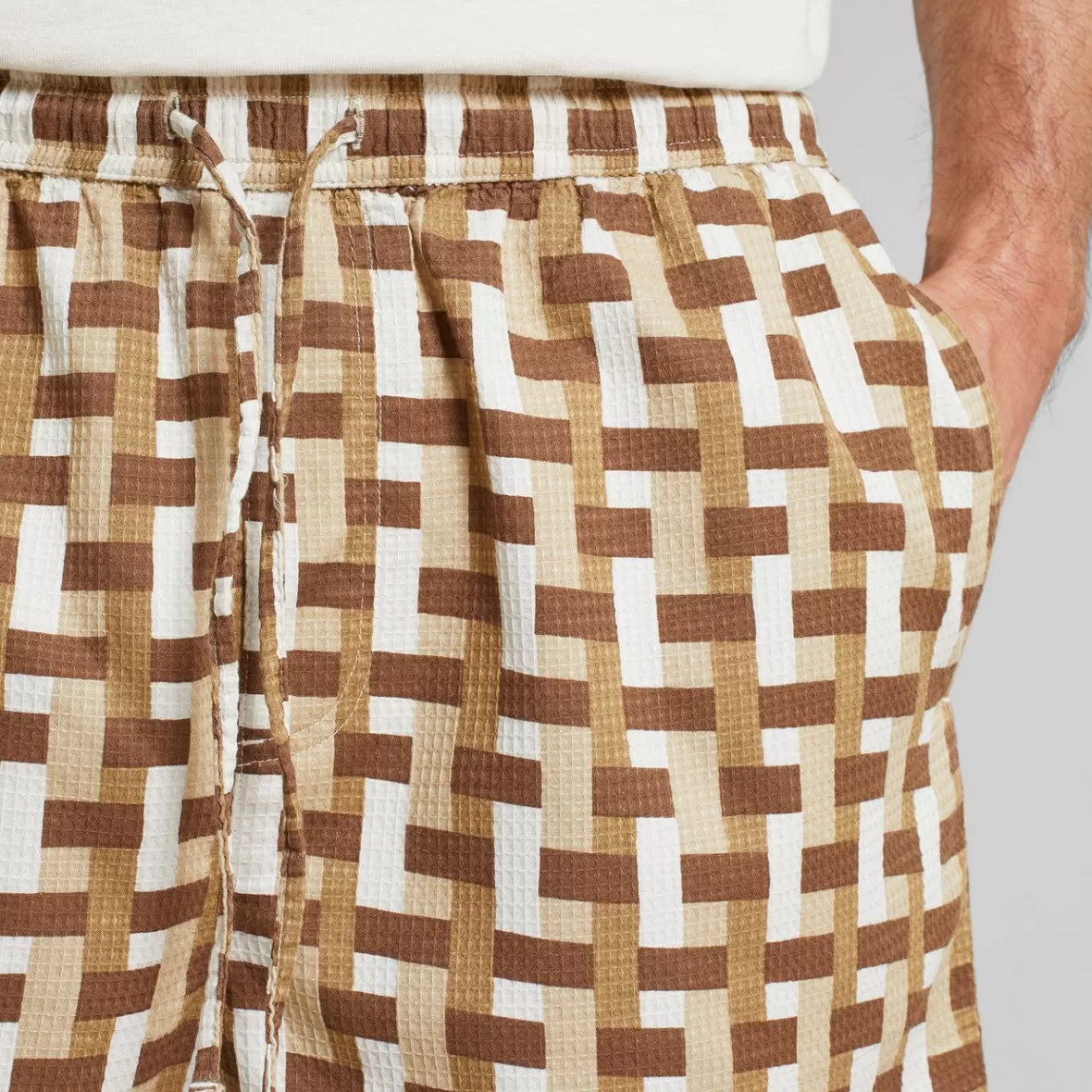 Shorts | DEDICATED Shorts Essingen Square Weave Oat White