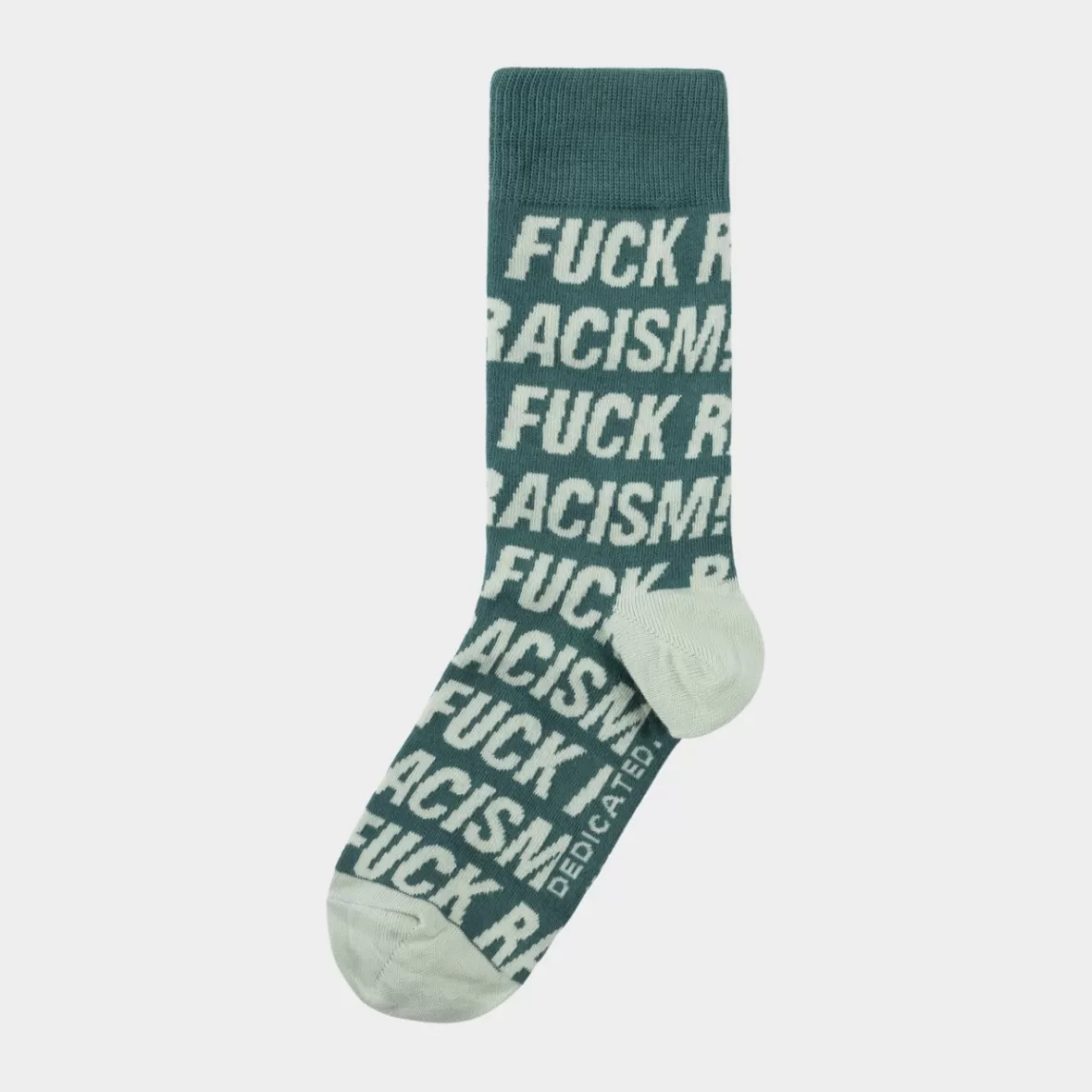 Socks | Socks | DEDICATED Socks Sigtuna Fuck Racism Pattern Forest Green