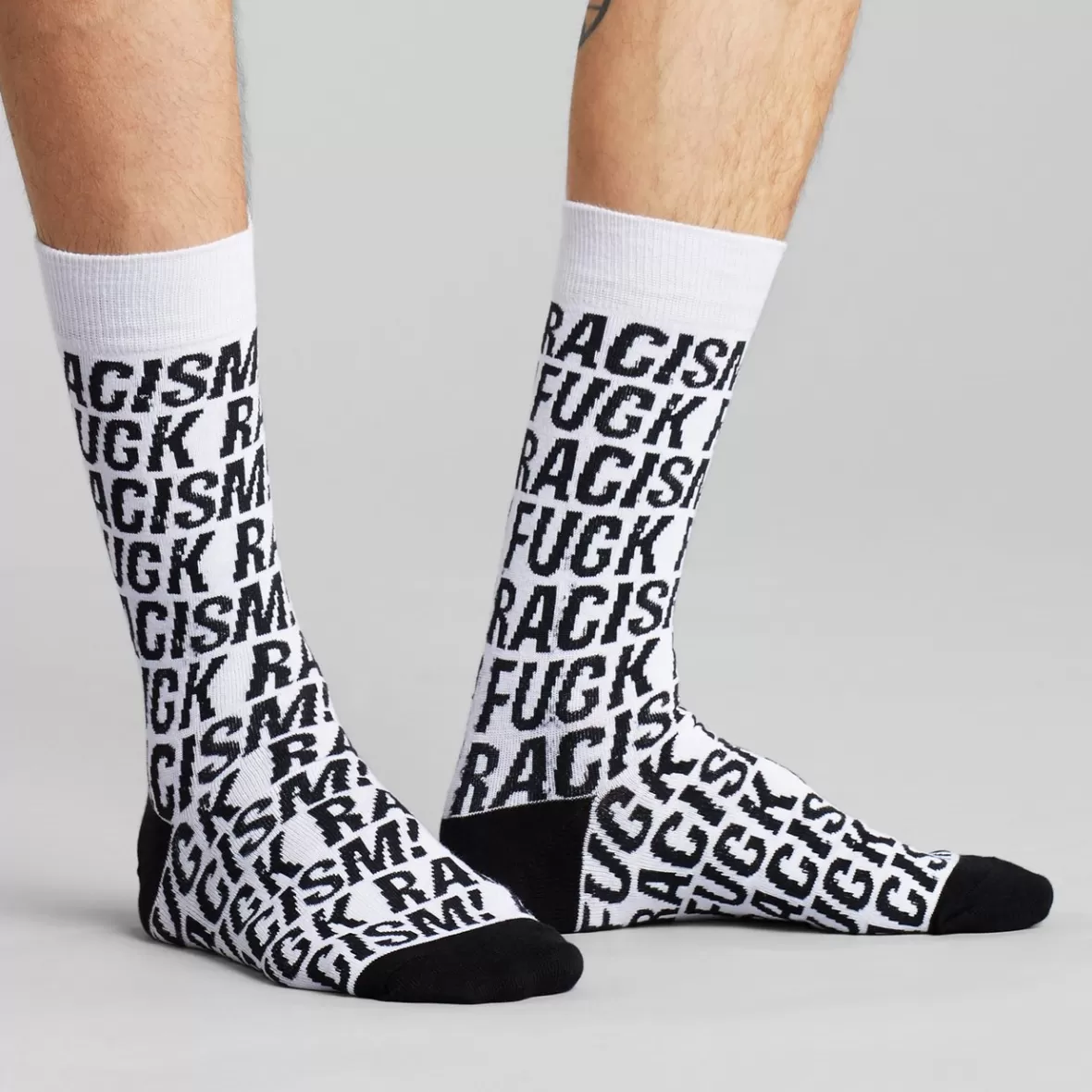 Socks | Socks | DEDICATED Socks Sigtuna Fuck Racism Pattern White