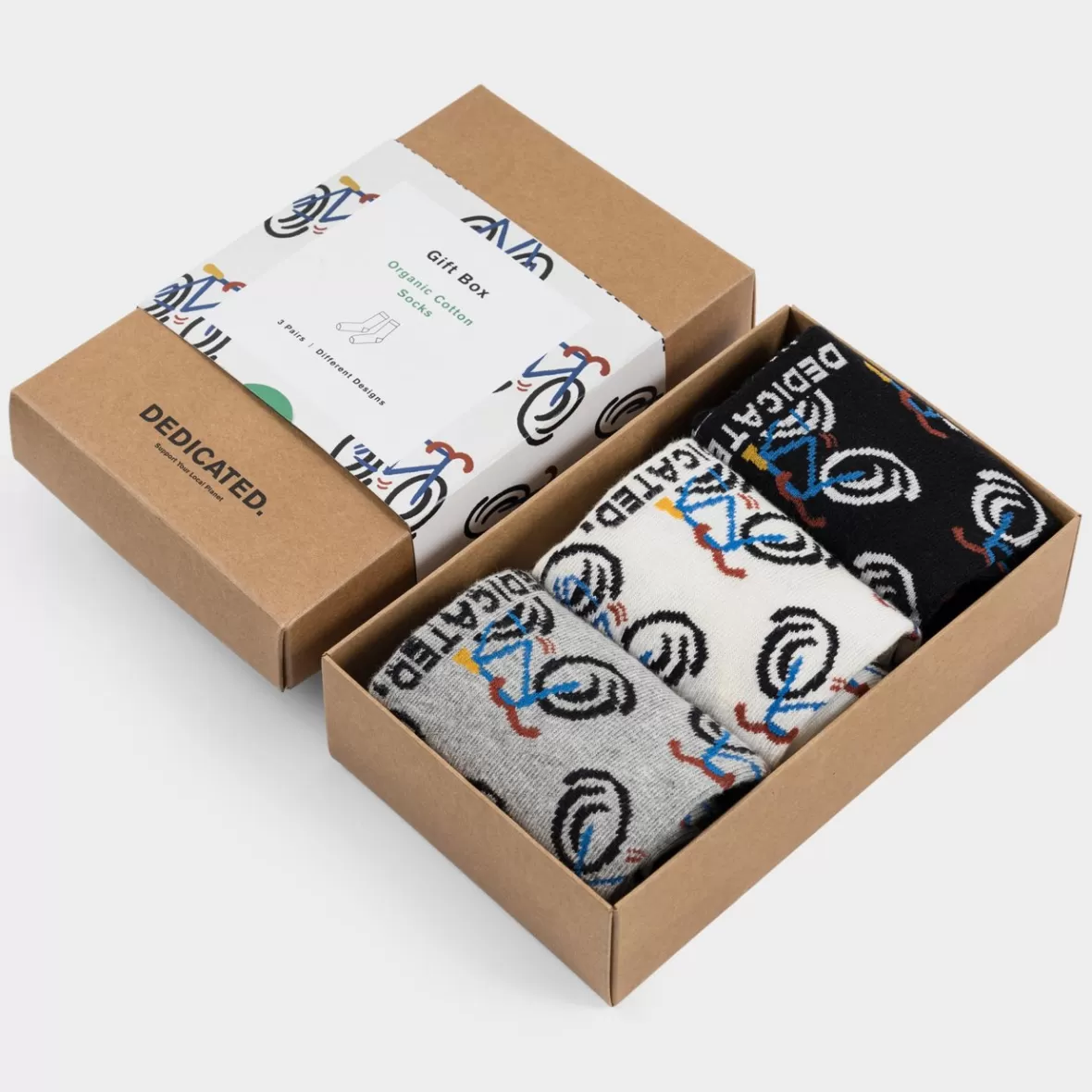 Socks | Socks | DEDICATED Socks Sigtuna Happy Bike AOP 3-pack