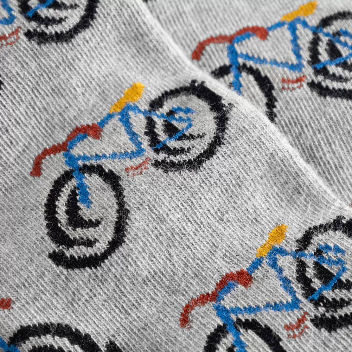 Socks | Socks | DEDICATED Socks Sigtuna Happy Bike AOP Grey Melange