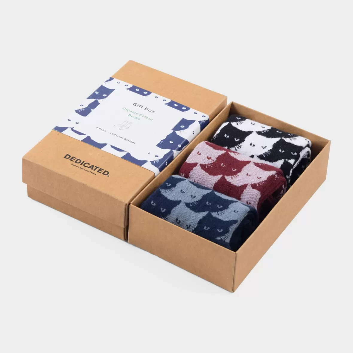 Socks | Socks | DEDICATED Socks Sigtuna Pepita Cats 3-Pack