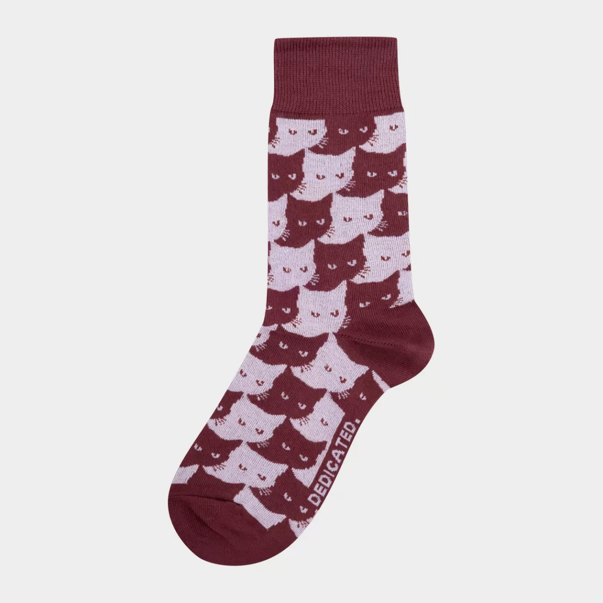 Socks | Socks | DEDICATED Socks Sigtuna Pepita Cats Burgundy