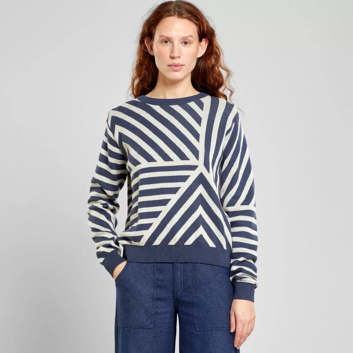 Knitwear | DEDICATED Sweater Arendal Mountain Line Ombre Blue