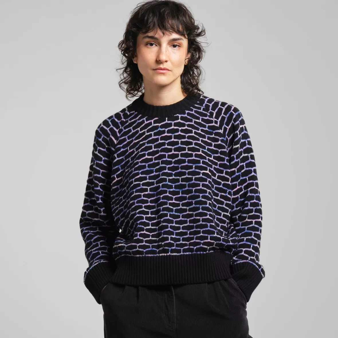 Knitwear | DEDICATED Sweater Husie Honey Comb Black