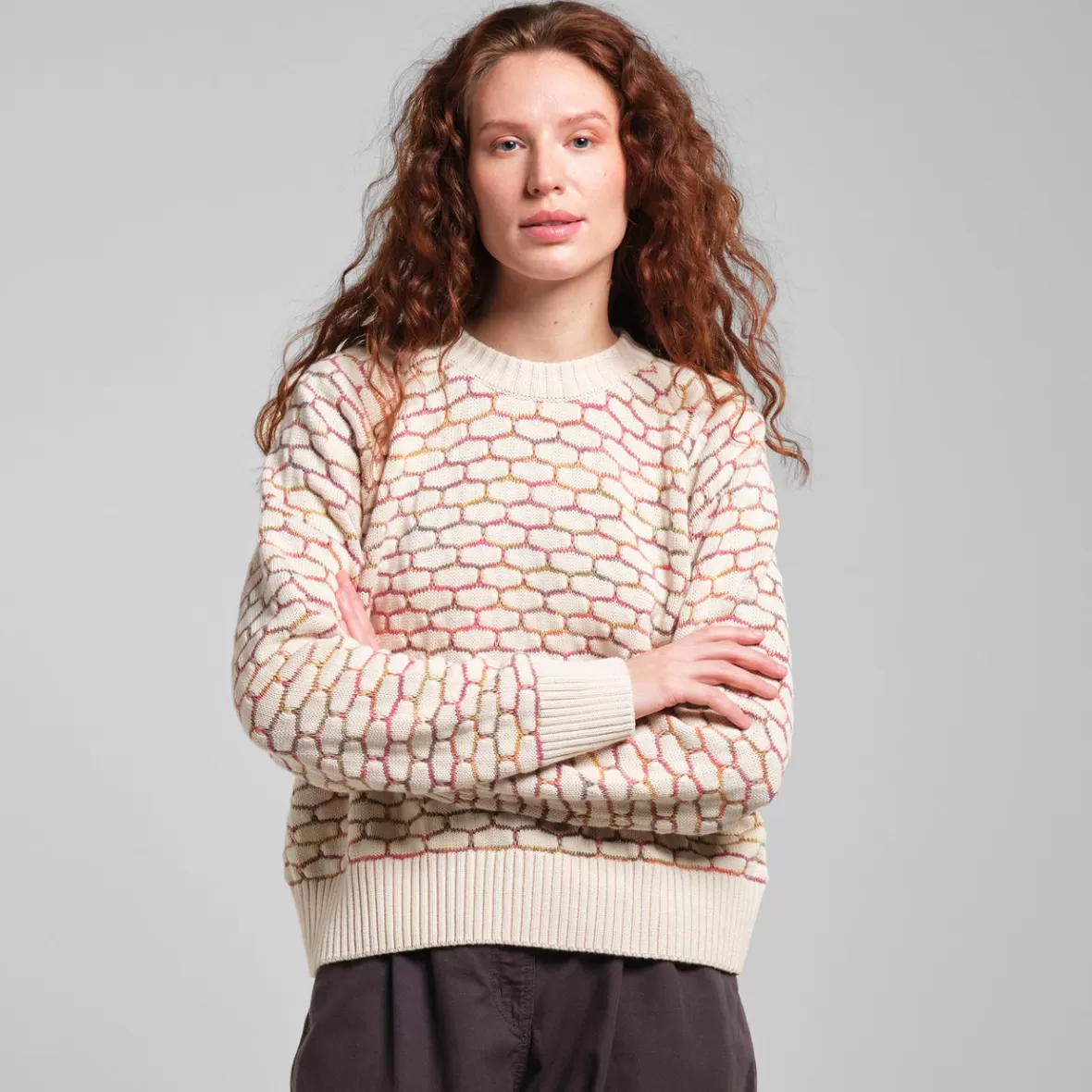 Knitwear | DEDICATED Sweater Husie Honey Comb Vanilla White