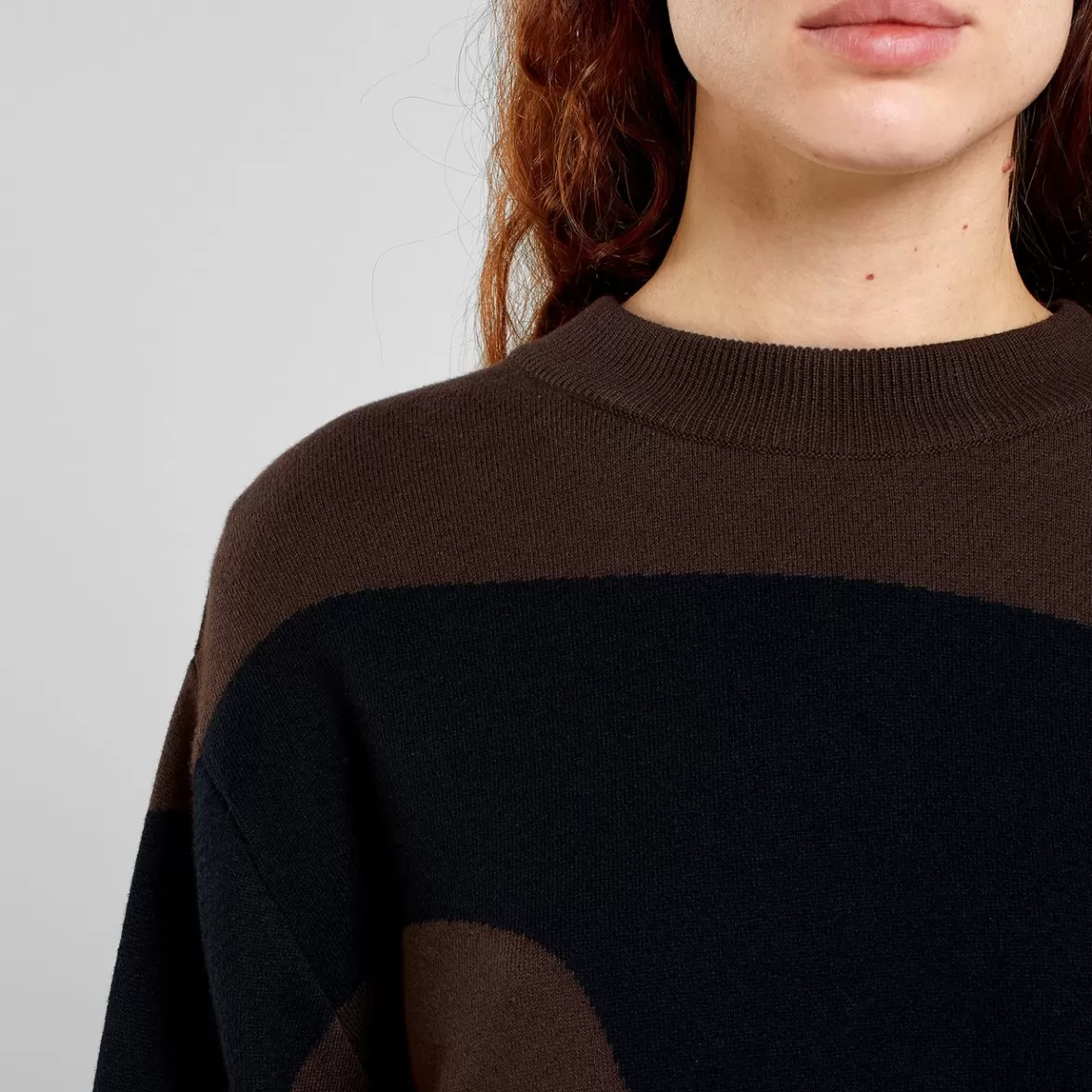 Knitwear | DEDICATED Sweater Limhamn Flowy Block Black/Coffee Brown