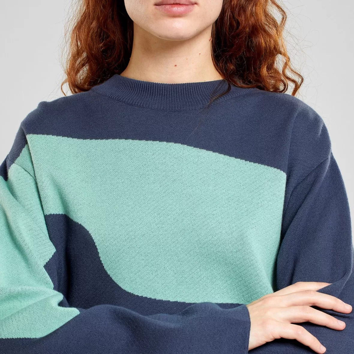 Knitwear | DEDICATED Sweater Limhamn Flowy Block Ombre Blue/Granite Green