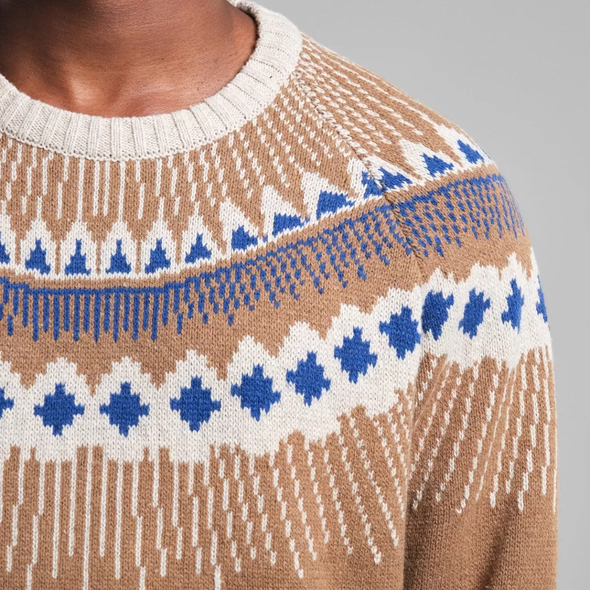 Knitwear | DEDICATED Sweater Malung Fair Isle Camel Brown